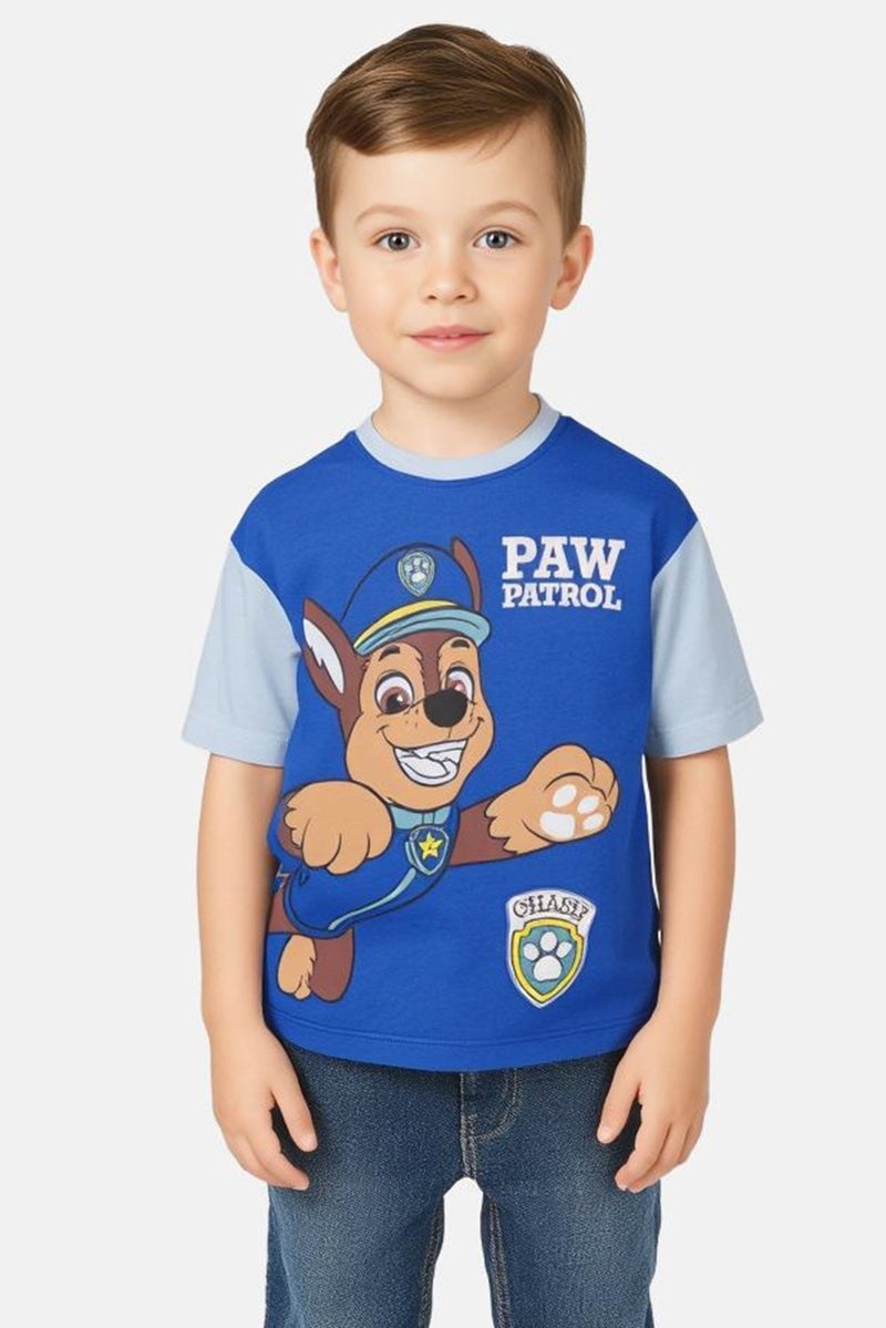 nickelodeon تي شيرت قصير الأكمام بألوان متعددة للأولاد الصغار بتصميم جرافيكي على شكل طاقم رقبة - Image 1