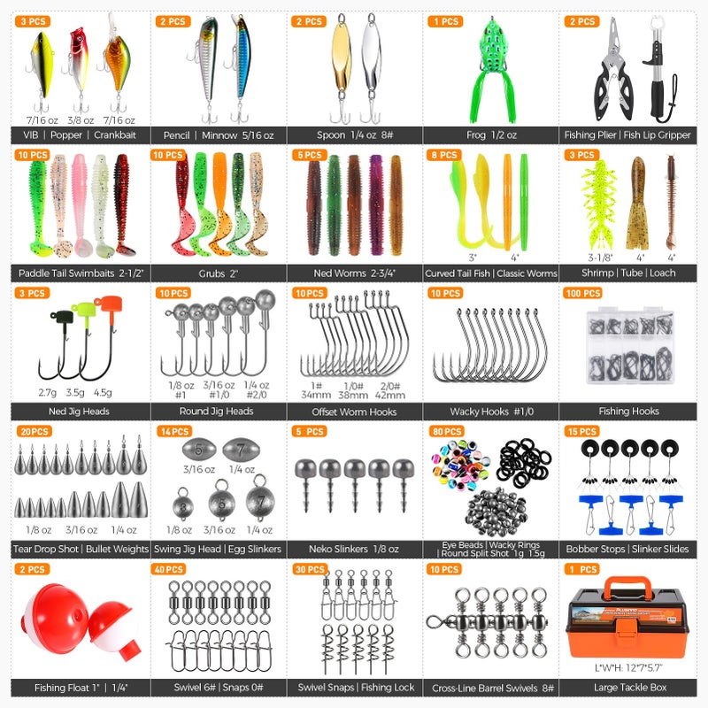 PLUSINNO Large 3 Layers Tackle Box with Tackle Included, 415Pcs Fishing Lures Kit Contains Pliers, Crankbait, Hooks, Weights & Accessories, Comprehensive Bait Lure Gear Gifts for Men Bass Freshwater - Image 5
