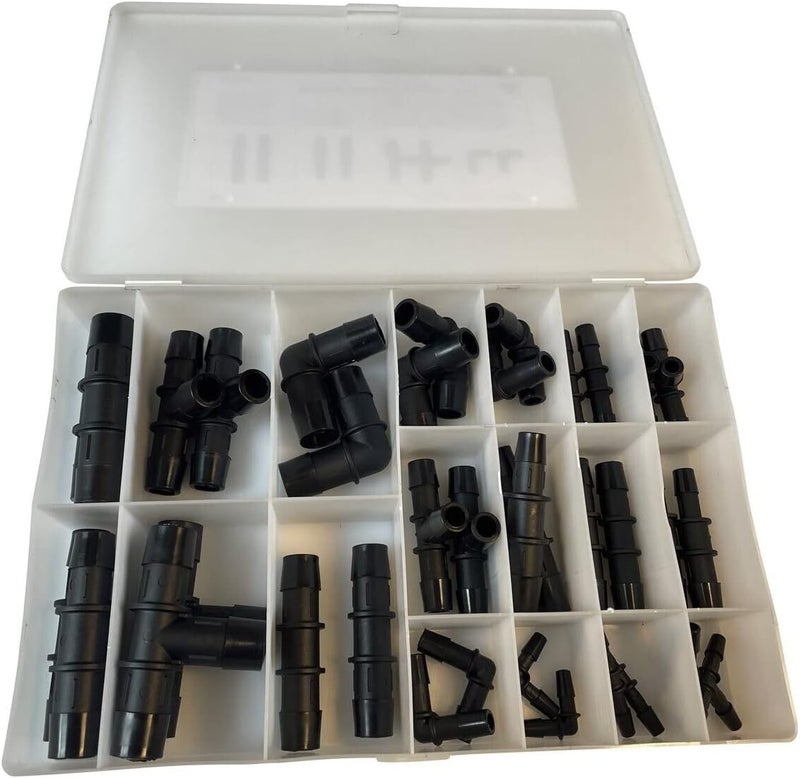 KDP Heater Hose Connector Assortment Kit - 36 PCS Nylon Barbed Fittings for Air, Water, and Fuel - Image 1