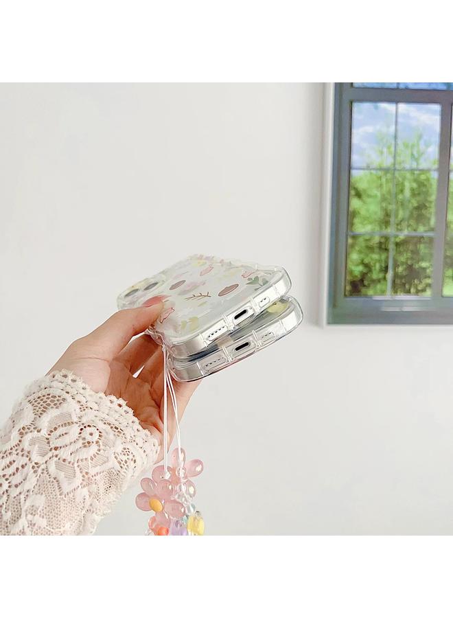 زبون جراب هاتف iPhone 13 Pro جراب هاتف صغير مزهر مع سوار - Image 5