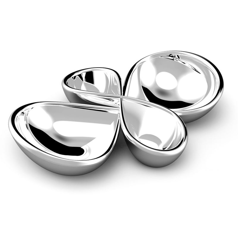 Nambe Nambe Infinity Serving Trays  2Piece Set  Bowls Can Be Heated or Chilled  Serve Dips Salsa Appetizers Olives and More  Made of Namb Alloy  16 L x 12 W  Designed by Wei Young 