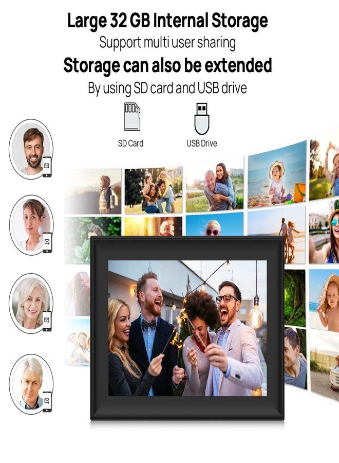 إطار صور رقمي واي فاي بسعة 32 جيجابايت وشاشة لمس IPS عالية الدقة 1280×800، يدعم إرسال الصور والفيديوهات عبر التطبيق أو البريد الإلكتروني، يدعم توسيع سعة التخزين عبر ذاكرة USB/بطاقة SD، دوران تلقائي، قابل للتعليق على الحائط - Image 4