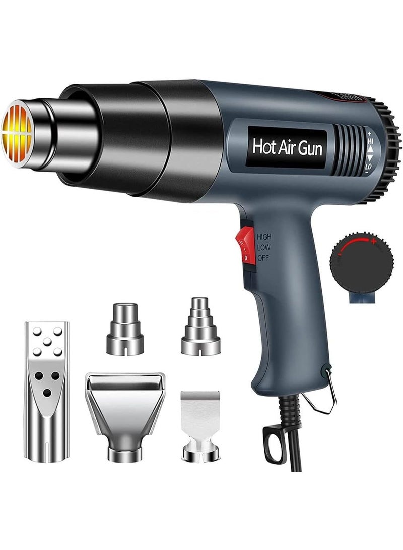 0TO1 TECH 2000W Heat Gun, Heavy Duty Hot Air Gun Kit with 5 Nozzles-1.5s Fast Heating,Stepless Temperature Adjustment 50℃ to 600℃, Heat Gun Tool for Shrink Tubing,crafting,Wood Markers - Image 1
