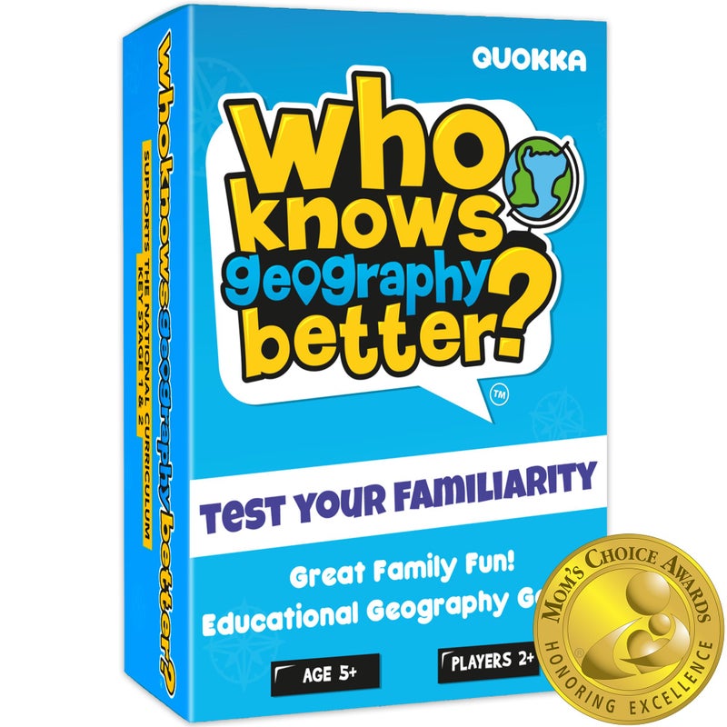 QUOKKA Who Knows Better? - Geography - Family Card Trivia Game | Fun Learning & Educational Questions for Families | Suitable for Boys & Girls - Image 1