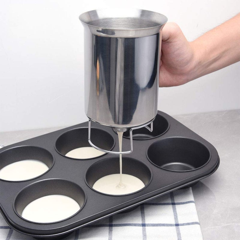 Miecux Stainless Steel Pancake Cupcake Batter Dispenser - Great for Cupcakes Belgian Waffles Crepes Muffin Baking (800ml) - Image 3
