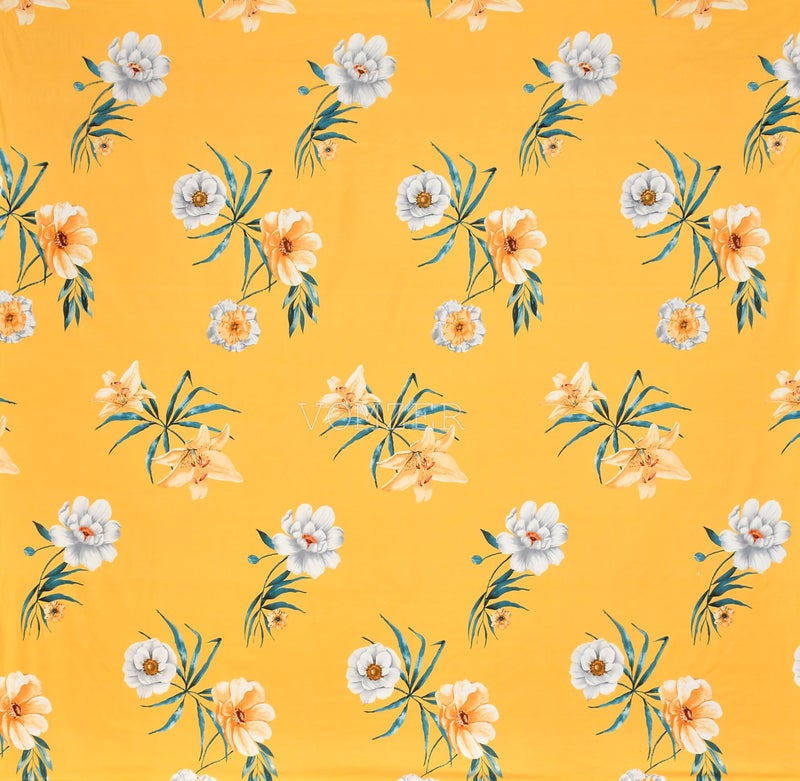VOMZER 300 Tc Elastic Fitted Bedsheets Single Bed With 1 Pillow Cover | Single Bed With All Around Elastic, Size 36 X 72 X 10 Inches (Yellow Flower), Queen - Image 2