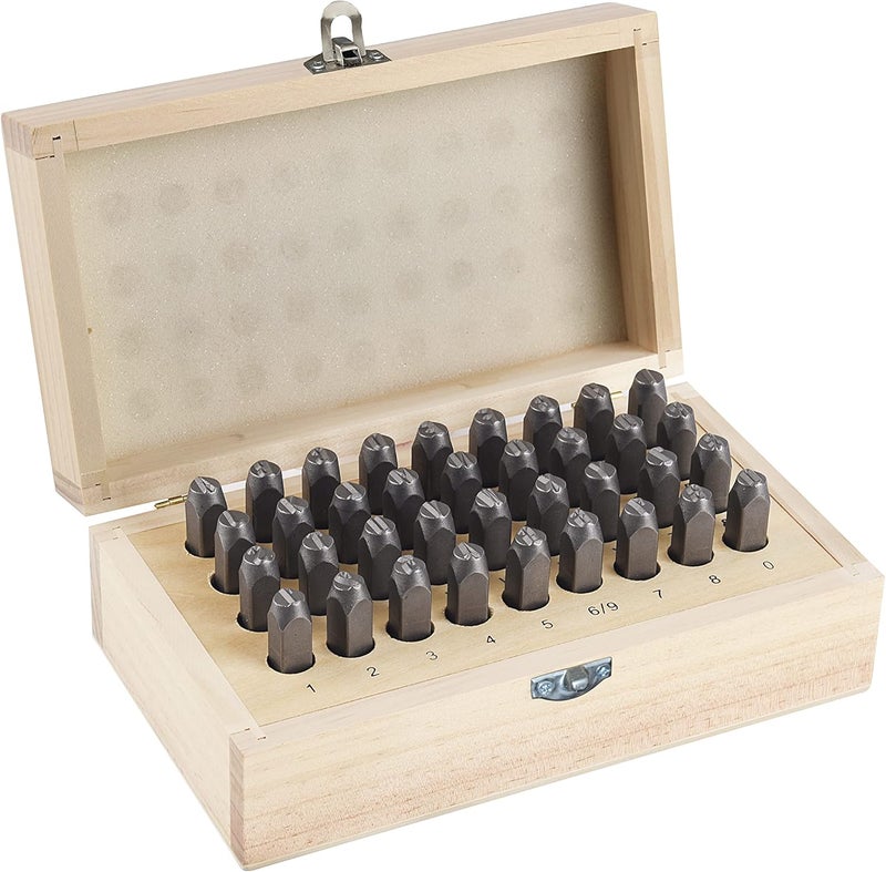 HimaPro Letter and Number Stamp Set 36pcs 40Cr Alloy Steel Metal Stamp Number & Letter Punch Set in a Wooden case (8mm 5/16 Inch) - Image 4