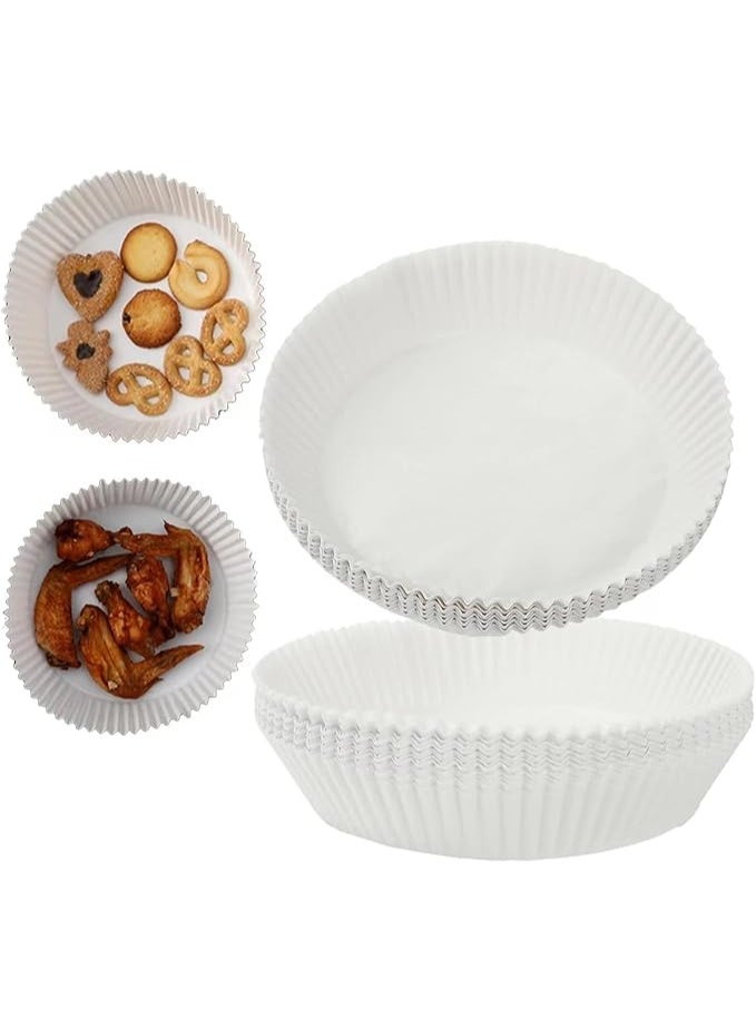 بروماس بطانة ورقية للاستخدام مرة واحدة لمقلاة الهواء، 50 قطعة من بطانات مقلاة الهواء غير اللاصقة ورق الخبز لمقلاة فرن الميكروويف، مقاومة للزيت والماء، ورق برشمان صالح للطعام للخبز والتحميص  - Image 1