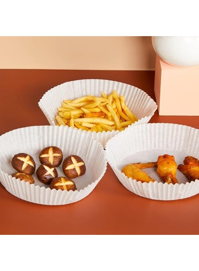 بروماس بطانة ورقية للاستخدام مرة واحدة لمقلاة الهواء، 50 قطعة من بطانات مقلاة الهواء غير اللاصقة ورق الخبز لمقلاة فرن الميكروويف، مقاومة للزيت والماء، ورق برشمان صالح للطعام للخبز والتحميص  - Image 5