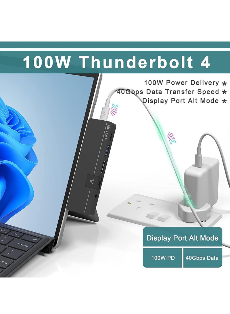 Excefore Surface Pro 8 Hub Docking Station with 4K HDMI, USB-C Thunerbolt 4 (Display+Data+PD Charging), USB 3.0, USB C(Data), 100M LAN, Audio, SD+TF Card Slot, Triple Display for Microsoft Surface Pro 8/Pro X - Image 5