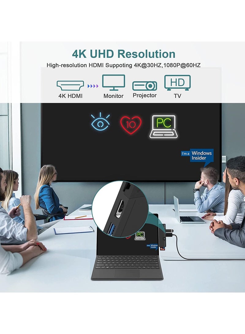 Excefore Surface Pro 8 Hub Docking Station with 4K HDMI, USB-C Thunerbolt 4 (Display+Data+PD Charging), USB 3.0, USB C(Data), 100M LAN, Audio, SD+TF Card Slot, Triple Display for Microsoft Surface Pro 8/Pro X - Image 3