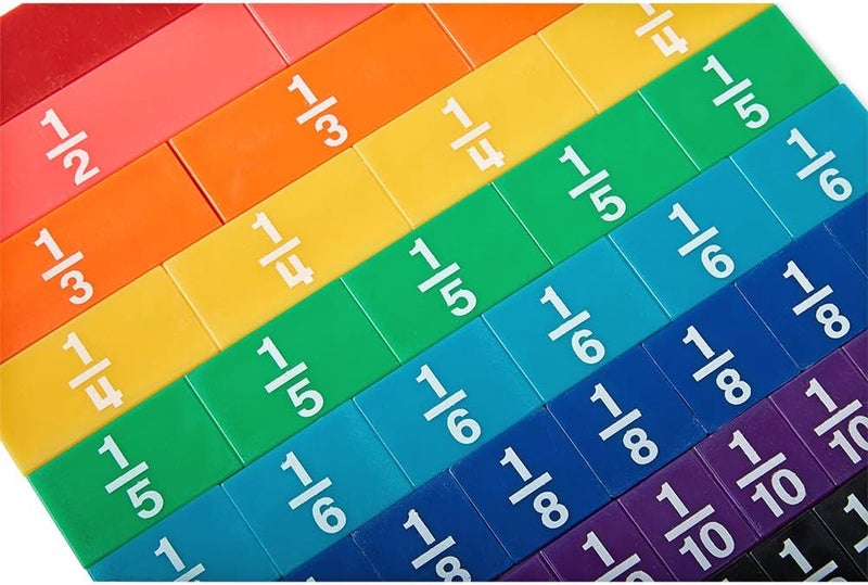 hand2mind Plastic Rainbow Fraction Tiles, Montessori Math Materials, Fraction Manipulatives, Unit Fraction, Fraction Bars Math Manipulatives, Fraction Games, Homeschool Supplies (15 Sets of 51 Pieces) - Image 4