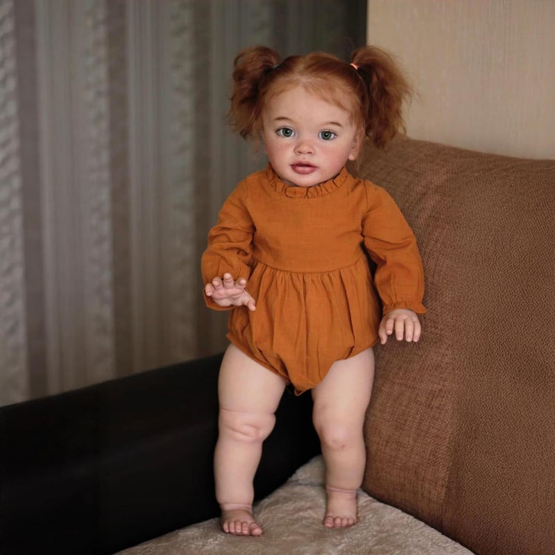 ROSHUAN Big Size Realistic Reborn Baby Dolls Pippa 26 Inch Reborn Toddler Doll Soft Weighted Cloth Body Real Life Baby Doll Rooted Hair Lifelike Toddler Dolls for Kids Age 3 - Image 5