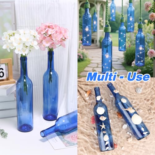 GUANENA 8 Pack 750ml Blue Glass Bottles with Cork Lids and PVC Shrink Capsules, Empty Home Brewing Wine Bottles with Funnel for Sparkling Wine, Juice, Kombucha, Beverages - Image 5