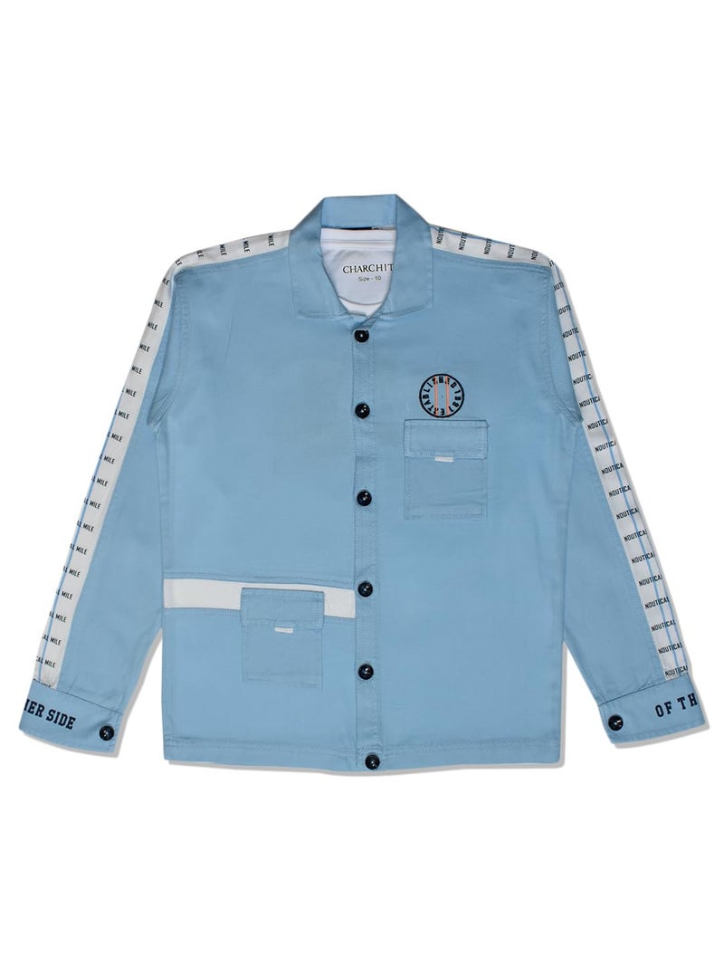 CHARCHIT Boys Casual Shirt with T-Shirt SkyBlue - Image 2