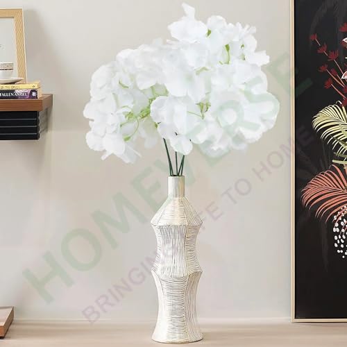 HOMEVERSE 5 Pcs Hydrangea Artificial Flowers with Detachable Stems, Faux Hydrangea Flowers for Decorations, Silk Hydrangea Fake Flowers for Wedding Decor DIY Centerpieces Wreath (White) - Image 2