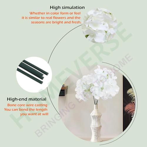 HOMEVERSE 5 Pcs Hydrangea Artificial Flowers with Detachable Stems, Faux Hydrangea Flowers for Decorations, Silk Hydrangea Fake Flowers for Wedding Decor DIY Centerpieces Wreath (White) - Image 5