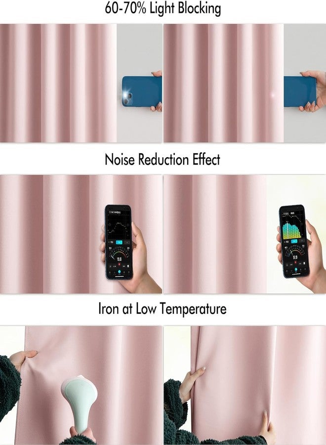 ميولي ستائر معتمة من MIULEE، لون وردي فاتح، مزودة بحلقات خلفية، طولها 84 بوصة، طقم من قطعتين، مناسبة لغرفة المعيشة وغرفة النوم، توفر الخصوصية، مزودة بجيب للعمود/ثنيات، عازلة للحرارة، تحجب الضوء، مقاس 52 × 84 بوصة. - Image 5