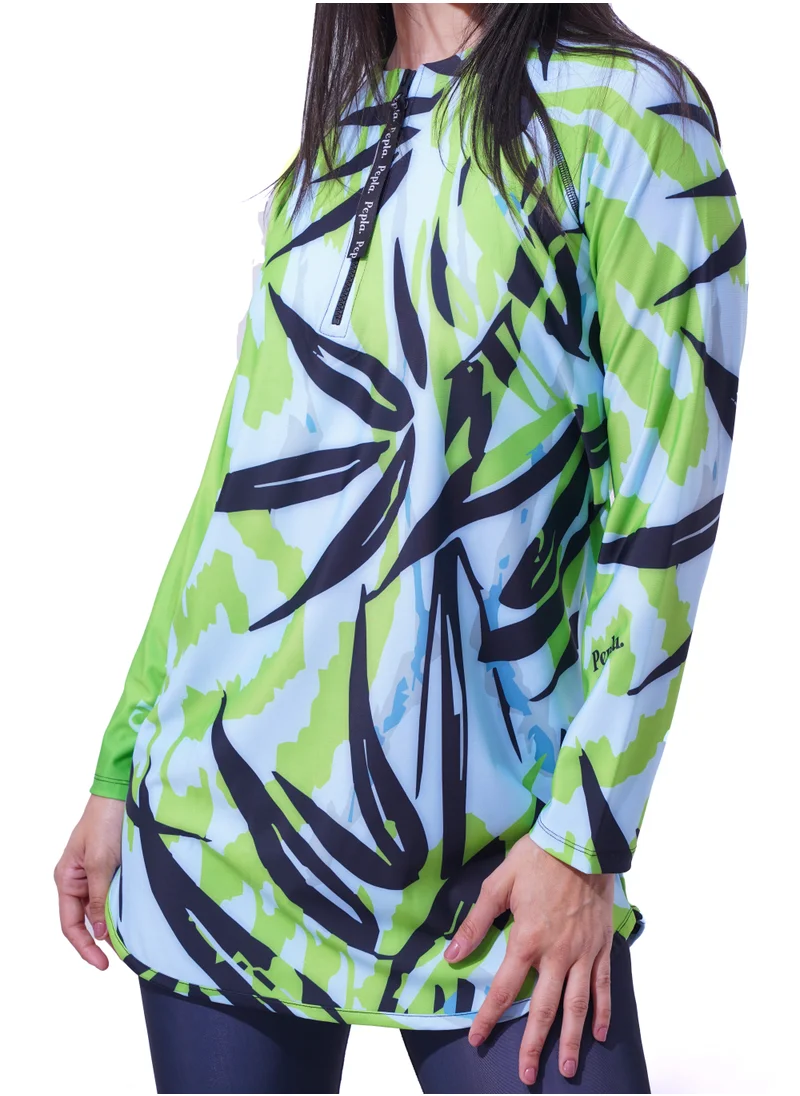 Pepla Greens Long Rashguard - Swimwear Top