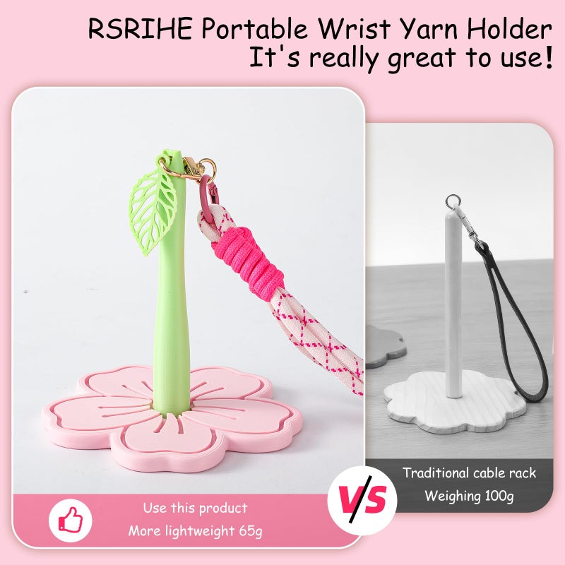 RSRIHE Portable Wrist Yarn Holder- 3D Printed Sakura Crochet Holder for Knitting. Perfect for Travel and on-The-go Crocheting. Comfortable Handmade Tool for Yarn Lovers - Image 4