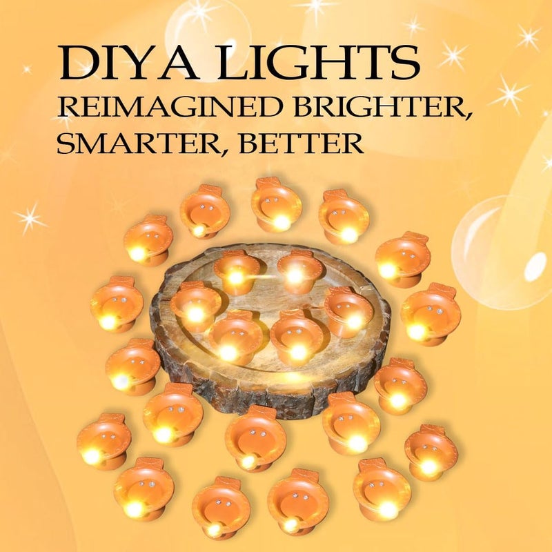 PulGos Water Sensor Diya for Home Decoration 24 Pcs Electric Flameless Smokeless LED Diya Lights Candle for Home Decor Diwali Festivals DecorationChristmasNew Year Festival - Image 2