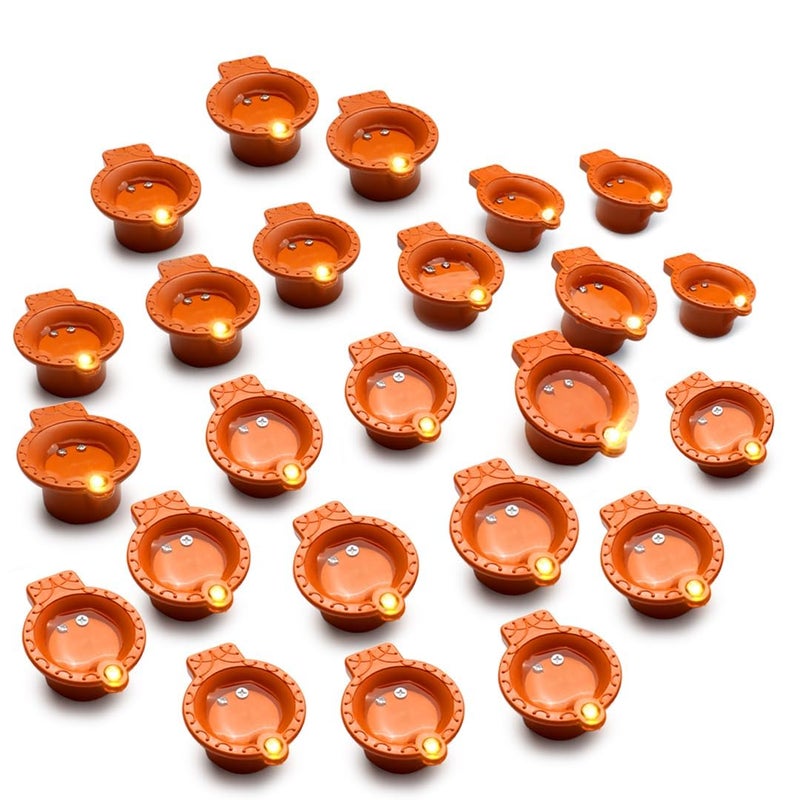 PulGos Water Sensor Diya for Home Decoration 24 Pcs Electric Flameless Smokeless LED Diya Lights Candle for Home Decor Diwali Festivals DecorationChristmasNew Year Festival - Image 1