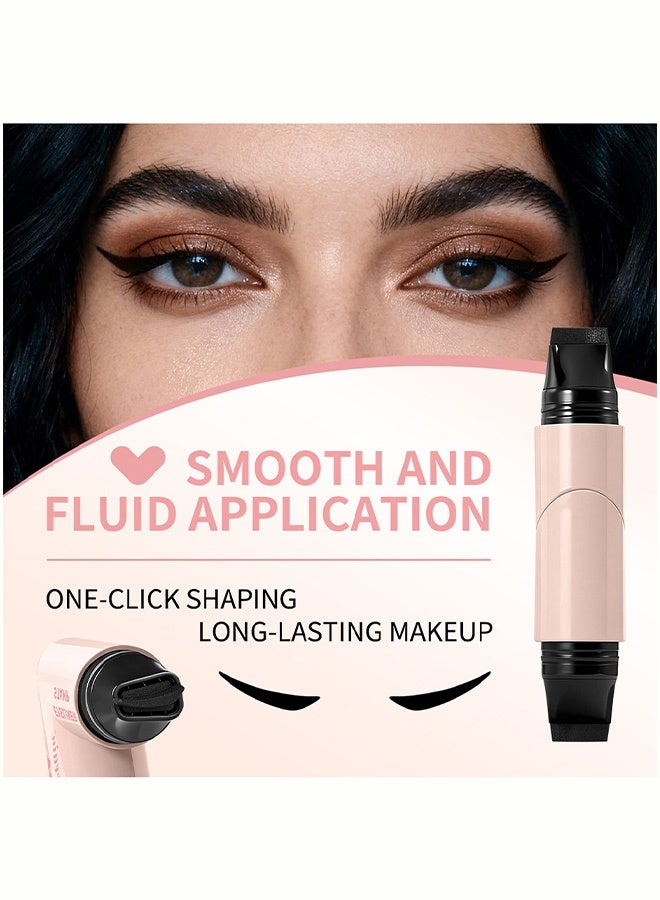 lakerain Eyeliner Stamp,Heart-shaped stamp eyeliner pen - Integrated eyeliner stamp pen for one-step application. Double-ended eyeliner pen #1 Black - Image 3