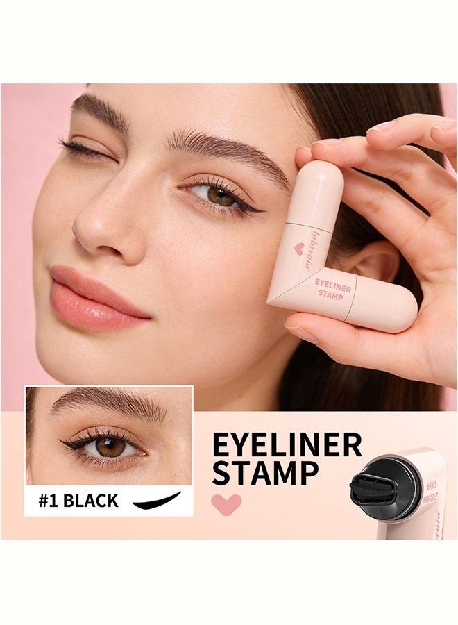 lakerain Eyeliner Stamp,Heart-shaped stamp eyeliner pen - Integrated eyeliner stamp pen for one-step application. Double-ended eyeliner pen #1 Black - Image 2