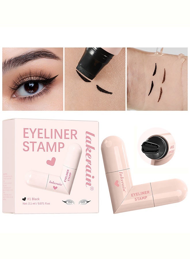 lakerain Eyeliner Stamp,Heart-shaped stamp eyeliner pen - Integrated eyeliner stamp pen for one-step application. Double-ended eyeliner pen #1 Black - Image 1
