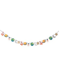 Merrilulu Trip to The Moon - Garland | Birthday, Baby Shower Decorations | Outer Space Party | Boys Room Decor | Space, Rocket, Planets, Stars | Out of This World Party Bunting  - Image 1