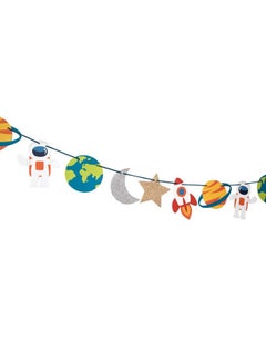 Merrilulu Trip to The Moon - Garland | Birthday, Baby Shower Decorations | Outer Space Party | Boys Room Decor | Space, Rocket, Planets, Stars | Out of This World Party Bunting  - Image 2
