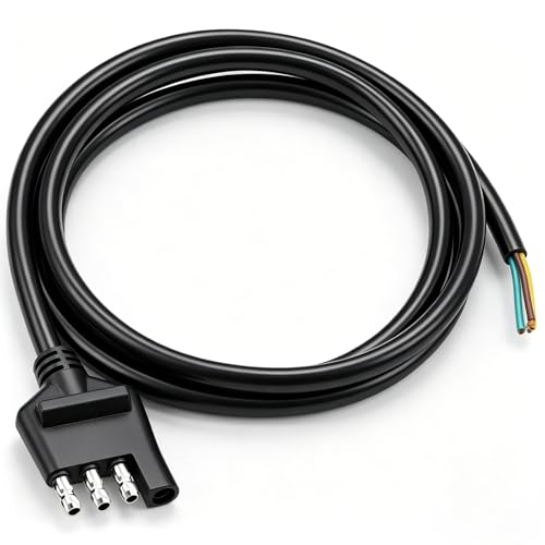 Ruibapa 4Way Trailer Wiring Harness 5 Ft 15m 4Pin Flat Trailer Wire Extension Connector Pure Copper - Image 1