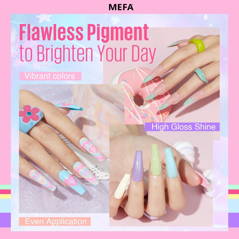MEFA 35 Pcs Pastel Gel Nail Polish Set, 32 Colors Spring Collection Gel Nail Polish Kit Macaron Pink Green Nail Art Manicure DIY Home Decoration Beginners Gifts for Women Girls - Image 2