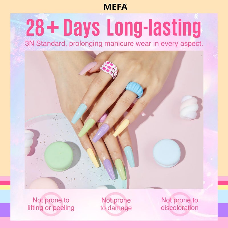 MEFA 35 Pcs Pastel Gel Nail Polish Set, 32 Colors Spring Collection Gel Nail Polish Kit Macaron Pink Green Nail Art Manicure DIY Home Decoration Beginners Gifts for Women Girls - Image 5