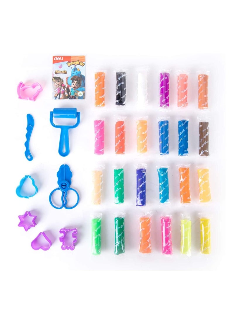 Deli مجموعة عجينة اللعب المكونة من 24 قطعة بألوان متنوعة - Image 3