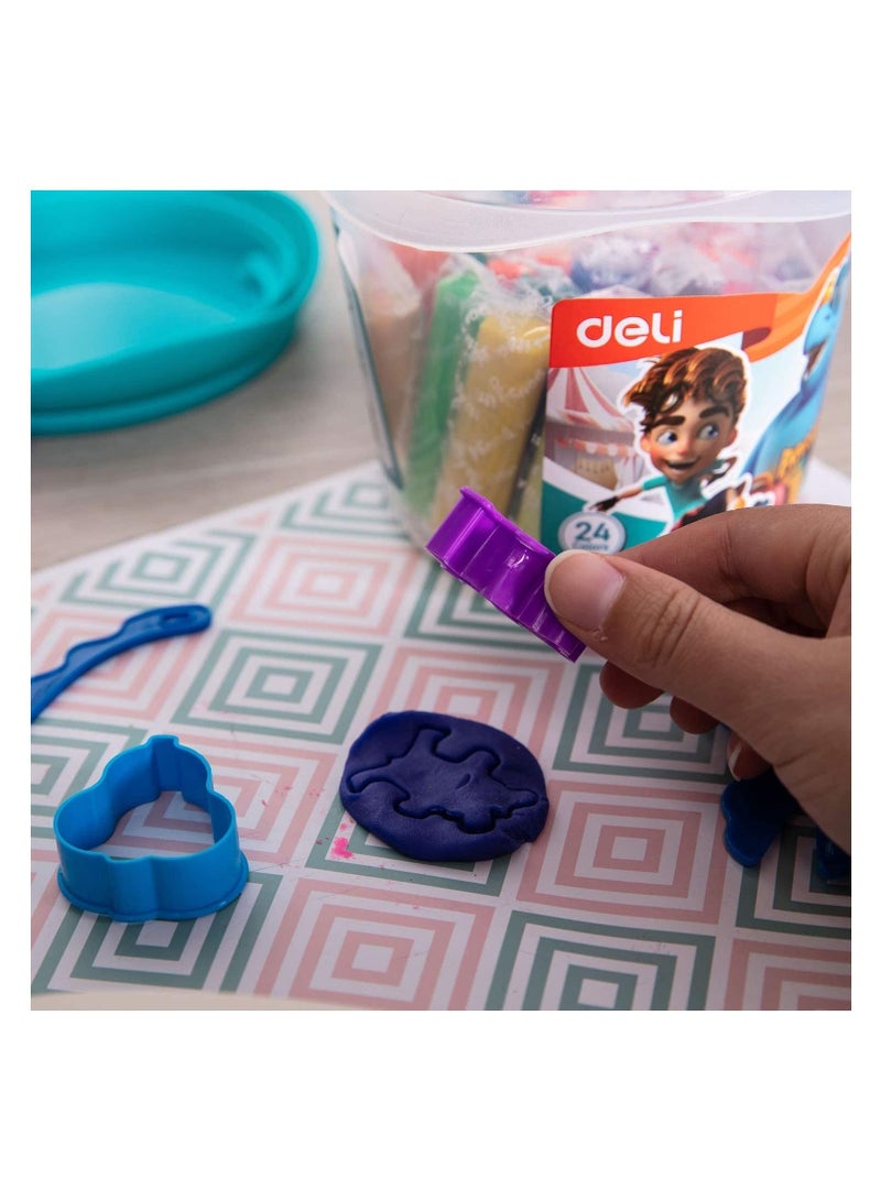 Deli مجموعة عجينة اللعب المكونة من 24 قطعة بألوان متنوعة - Image 4