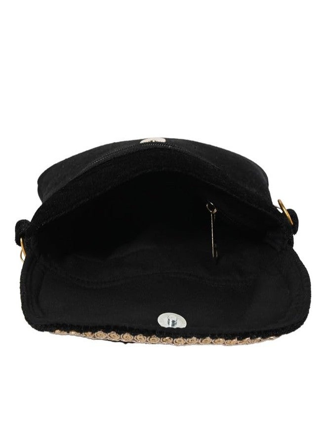 Coco Candy Women's Casual Lightweight Stylish Handbag | Velvet Black Sling Bag for Women - Perfect for Daily Use with Gold Chain - Image 4