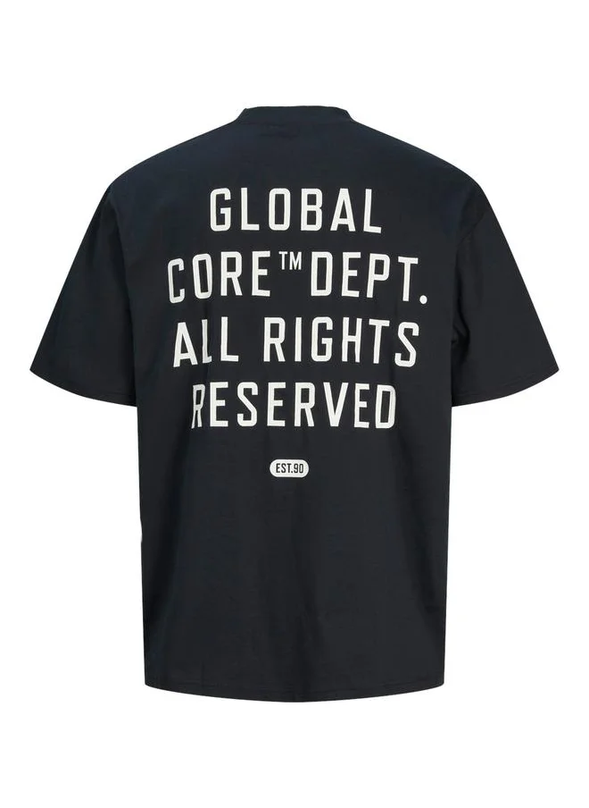 جاك اند جونز Back Slogan Print Crew Neck T-Shirt