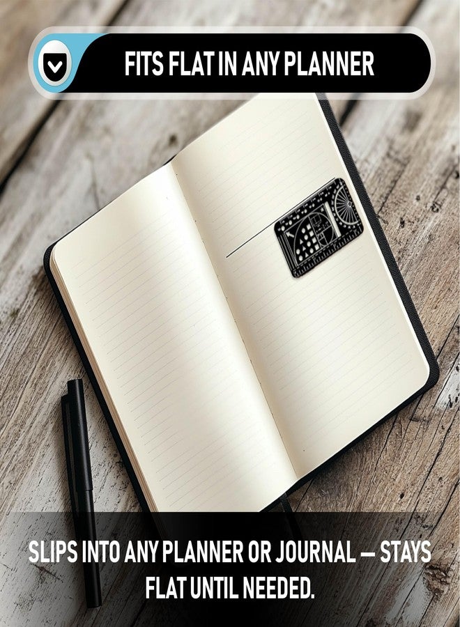 Sunsella Pocket Journal Stencil - Stainless Steel Metal Bookmark with Circle Template, Ruler Conversion, Protractor & Golden Ratio - Planner Accessories for Journaling, Bible Study, Sketching & Notes - Image 2