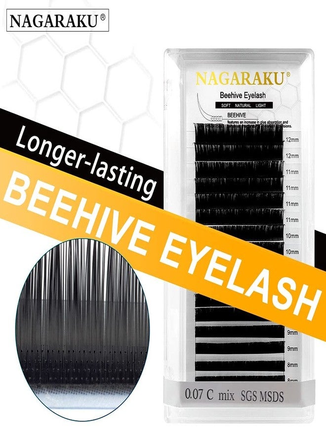 NAGARAKU Laser Beehive Eyelash Extension Longer Lasting Individual Matte Black Clusters16 Rows Beauty Salon Eyelash Makeup (Length - 15, Thickness-0.07mm Curl - C) - Image 2