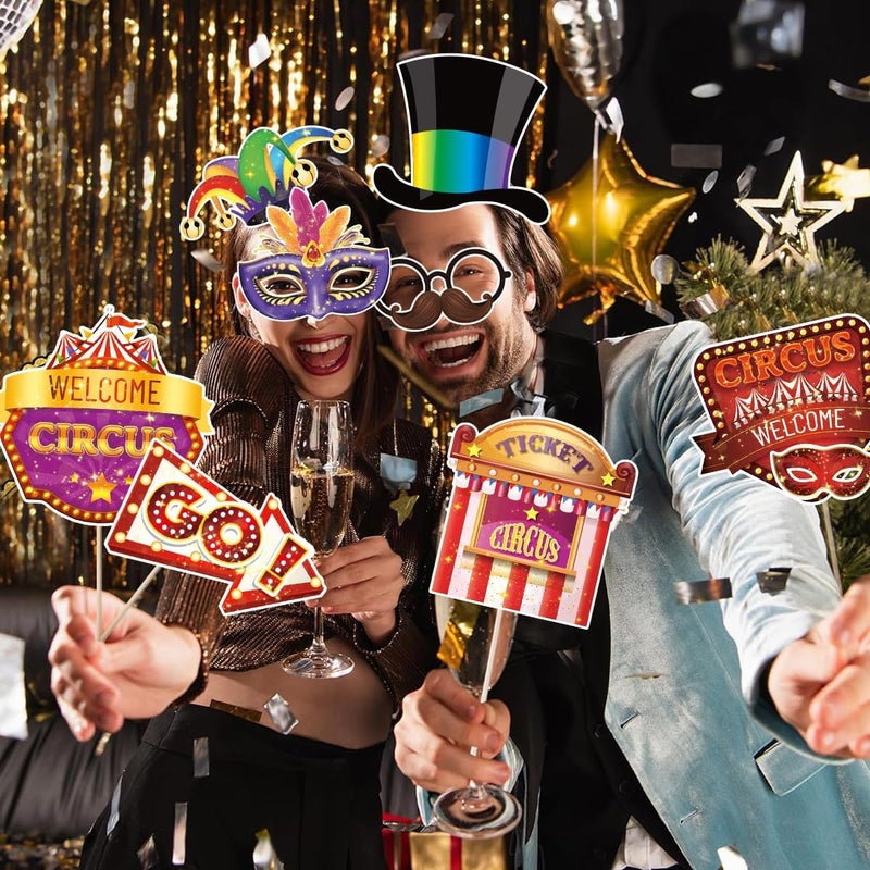 Konsait أدوات تصوير كونسيت 30 قطعة لمهرجان الكرنفال - أدوات تصوير لموضوع الكرنفال - زينة حفلات الكرنفال - أدوات تصوير سيلفي - أدوات تصوير لمهرجان السيرك - هدايا الحفلات - Image 4