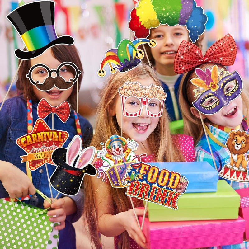 Konsait أدوات تصوير كونسيت 30 قطعة لمهرجان الكرنفال - أدوات تصوير لموضوع الكرنفال - زينة حفلات الكرنفال - أدوات تصوير سيلفي - أدوات تصوير لمهرجان السيرك - هدايا الحفلات - Image 3