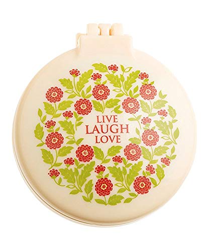 Azi Live Laugh Love 25 Diameter Folding Hair Brush With Compact Mirror Pocket Size Gift Positive Vibe Message Travel Car Gym Bag Purse Locker