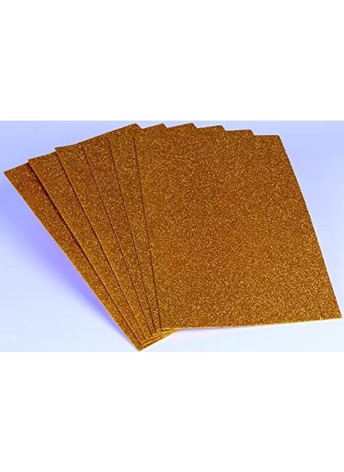 Lazybeee Lazybeee A4 Size EVA Foam Glitter Sheets for Art and Craft Pack of 10 Golden 
