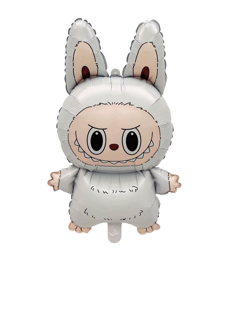 Kawaii Cute Monster Doll Foil Balloon, White, Fantasy Anime Figurine Character for Party Decoration, Birthday Surprise Toy Gift for Kids him her Collectible Cartoon Presents - Image 1
