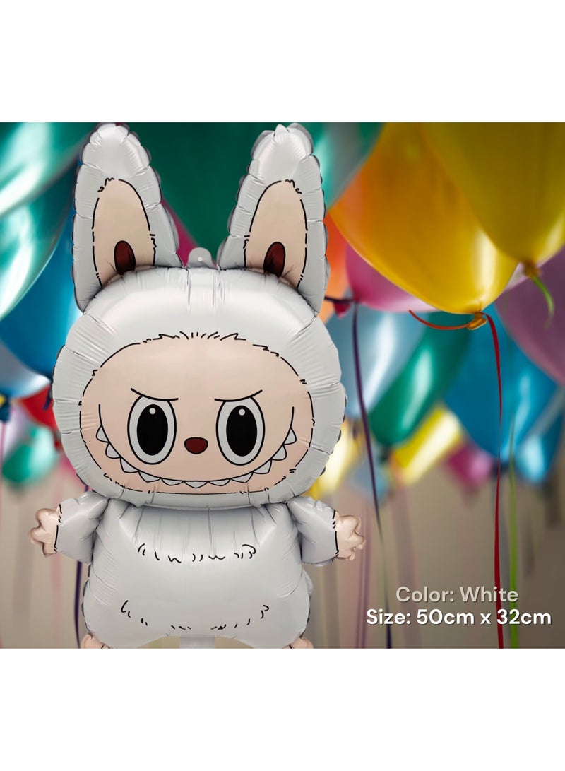 Kawaii Cute Monster Doll Foil Balloon, White, Fantasy Anime Figurine Character for Party Decoration, Birthday Surprise Toy Gift for Kids him her Collectible Cartoon Presents - Image 3