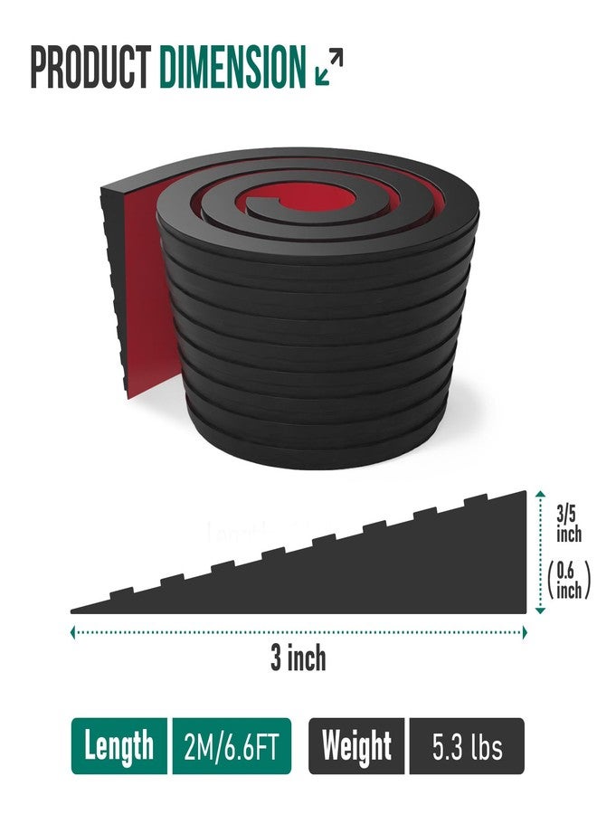 Boiarc Threshold Ramps for Doorways Self-Adhesive Rubber Ramps for Door Threshold Rubber Door Threshold Ramp for Wheelchair for Doorways, Curb, Power Scooters, Bathroom (Black, 5/8'' Rise-6.6Ft Long) - Image 2