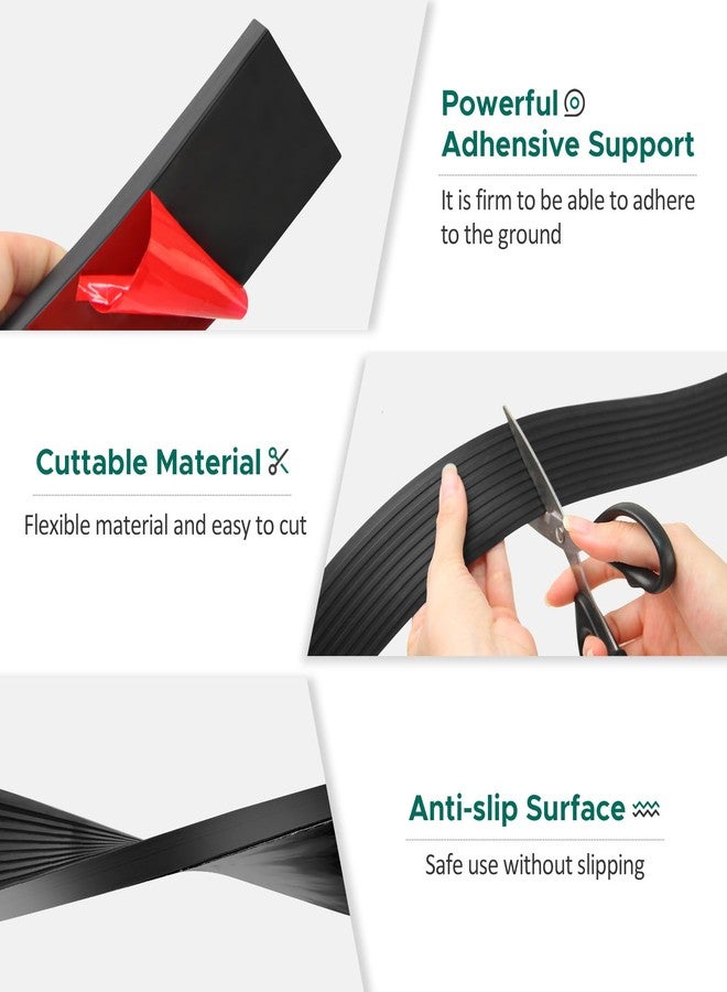 Boiarc Threshold Ramps for Doorways Self-Adhesive Rubber Ramps for Door Threshold Rubber Door Threshold Ramp for Wheelchair for Doorways, Curb, Power Scooters, Bathroom (Black, 5/8'' Rise-6.6Ft Long) - Image 3