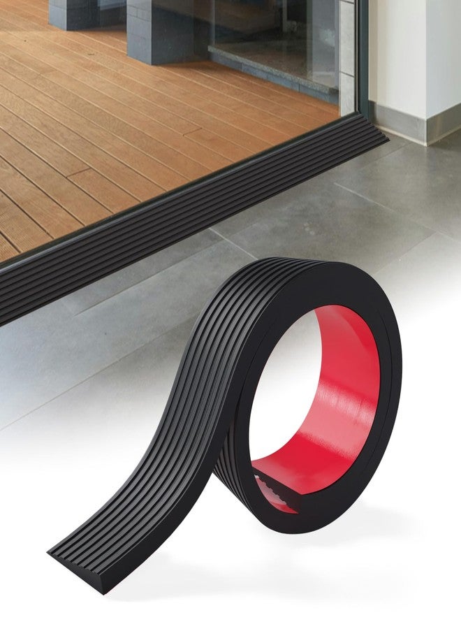 Boiarc Threshold Ramps for Doorways Self-Adhesive Rubber Ramps for Door Threshold Rubber Door Threshold Ramp for Wheelchair for Doorways, Curb, Power Scooters, Bathroom (Black, 5/8'' Rise-6.6Ft Long) - Image 1