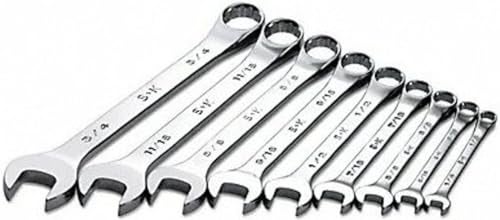 SK Tools USA 9 Piece Regular 6 12 Point SAE SuperKrome Combination Wrench Set 14 34 86011